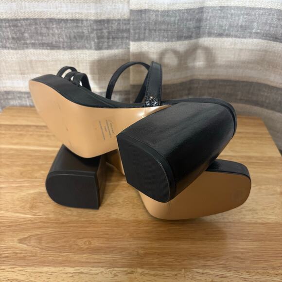 Katy Perry The Meadow Classic Black Strappy Chunky Heels Size 8.5 - Picture 10 of 11